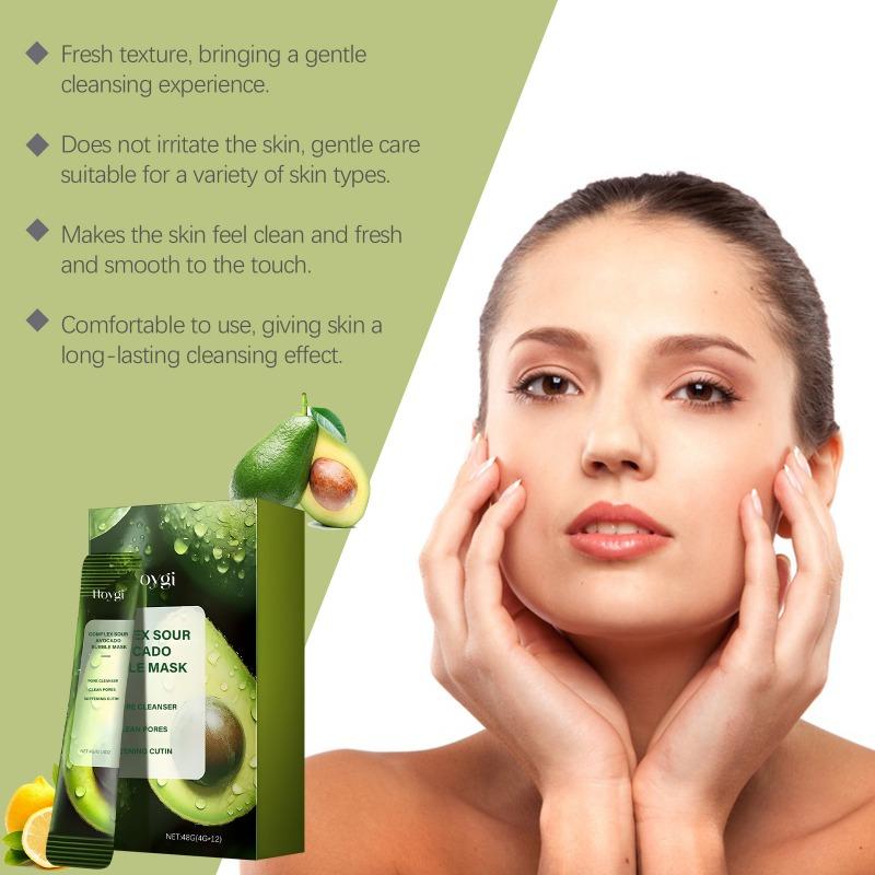 4G*12 Avocado Cleansing Bubble Mask Moisturizing and Hydrating Gentle Non-tightening Cleansing Mask Suitable for All Skin Types