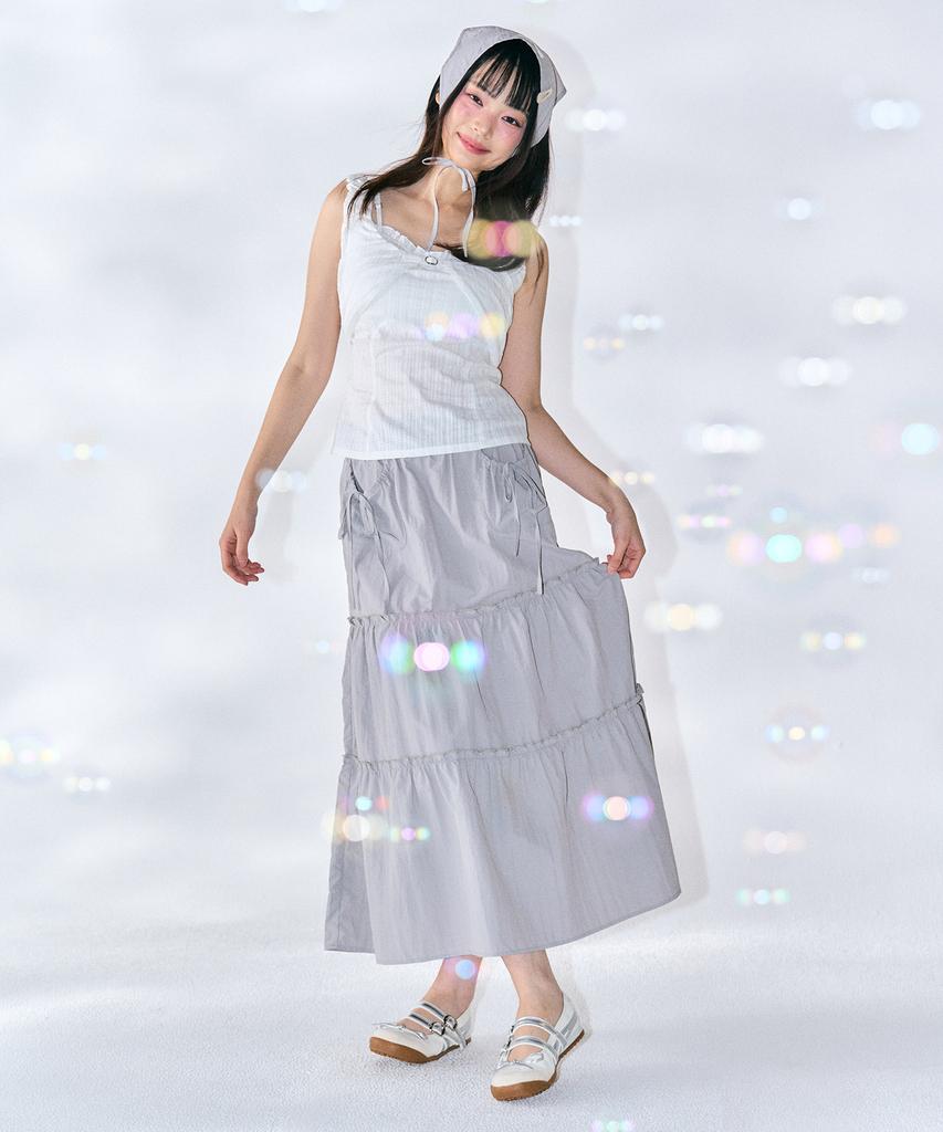 Zero Planet Pina Ribbon Long Skirt [Grey]