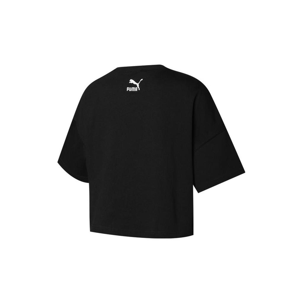 Puma Glamping SS Crop Tee with Embroidered Logo Women Tops Black 536880-01