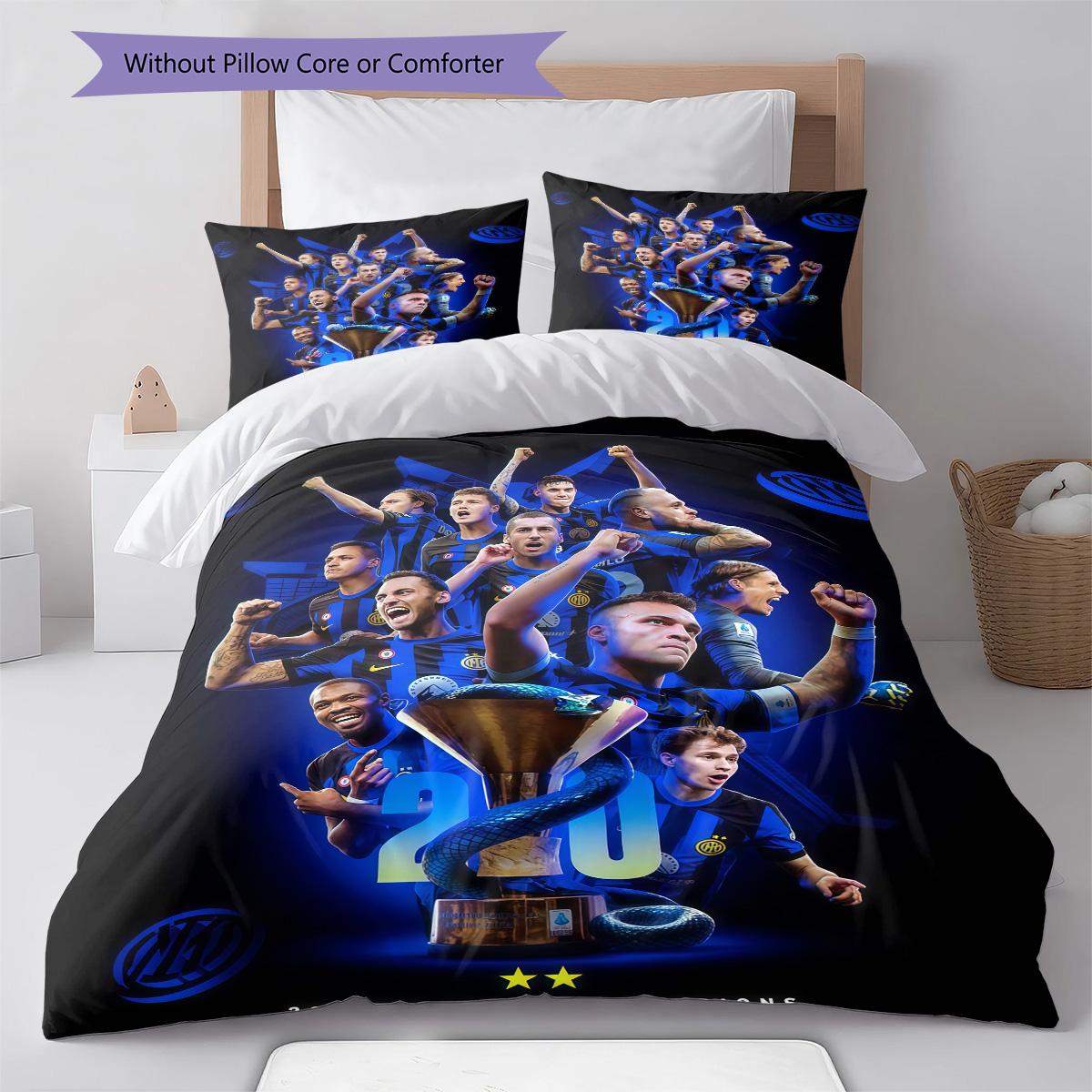 

Inter Milan RugPattern Bedding Quilt Set Quilt Cover Pillowcase Home Decoration Birthday Gift (1 * duvet cover + 2 * pillowcase, without core) 135x200cm