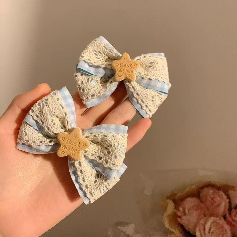 Gentle White Lace Bow Duckbill Clip for Bangs & Ponytails