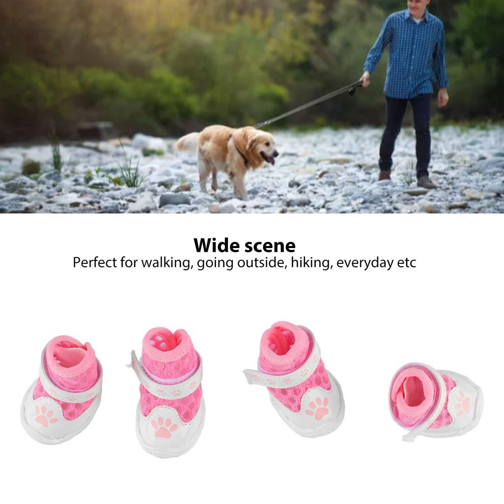 4pcs Dog Booties Spring Summer Fashionable Breathable Mesh Lightweight Slip Resistance Dog Paw Protector For Outdoor Walking