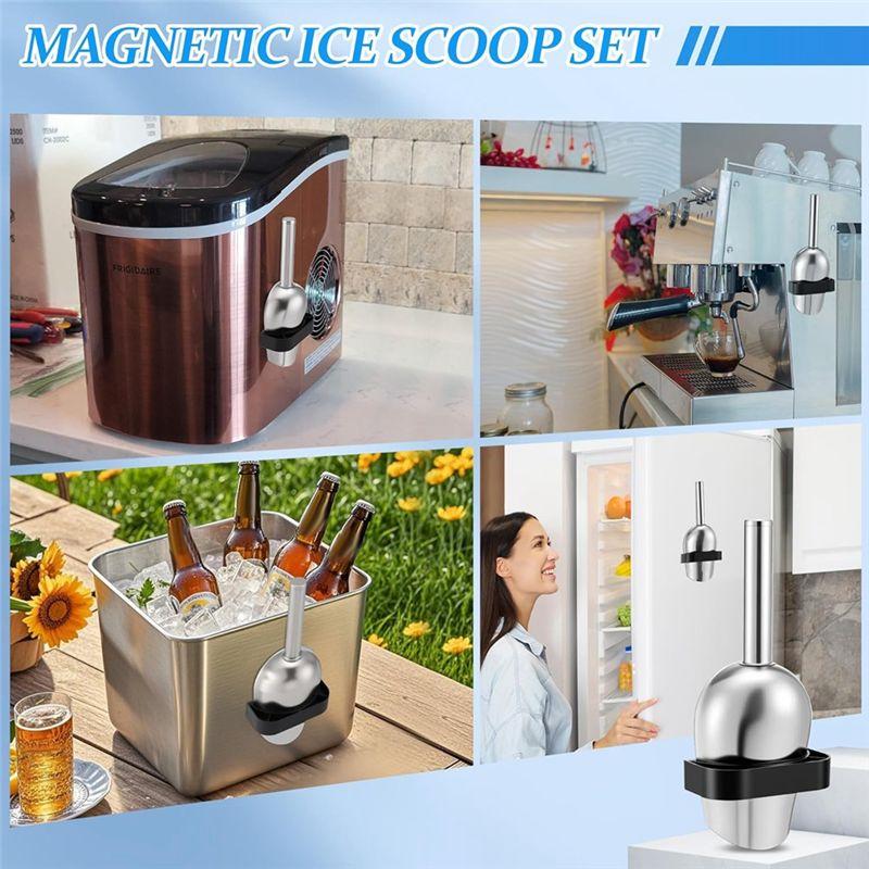 Pala da Ghiaccio ABIY con Supporto Magnetico per Macchina del Ghiaccio Nugget GE Opal 2.0 - Paletta d'Argento da 9 Pollici in Acciaio Inossidabile