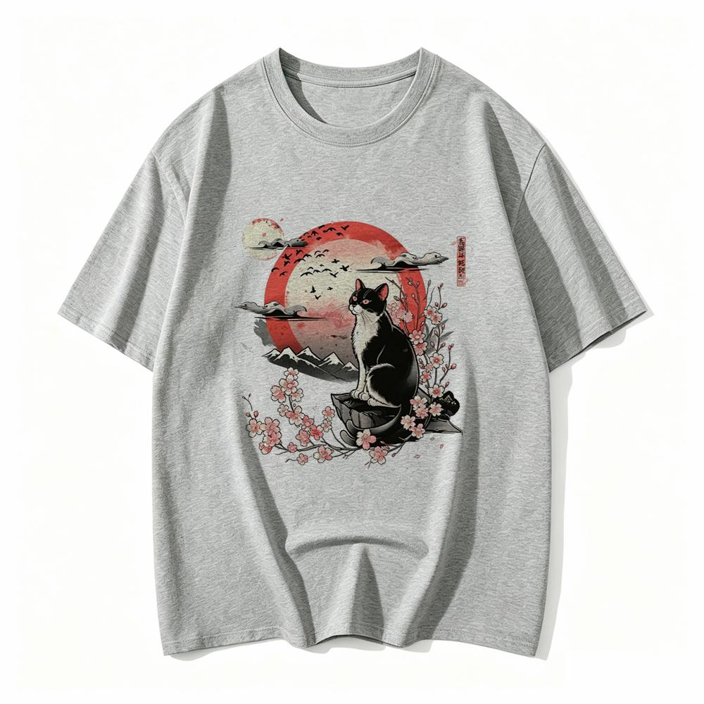 Cute Anime Cat Japanese Retro Fun Cat Pattern Tshirt Y2k Tshirt Unisexs Tshirt Summer Streetwear Graphic T Shirts Personality