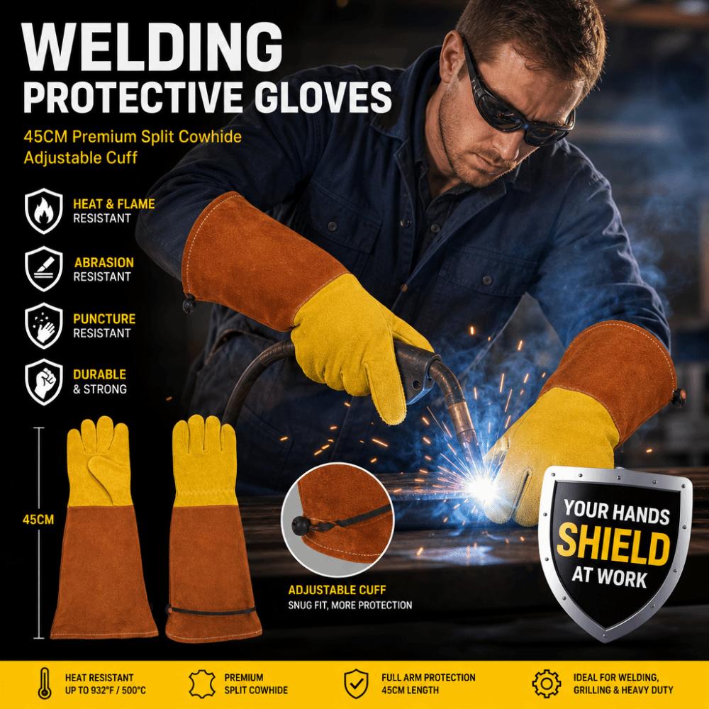 Breathable Long Gardening Gloves Cowhide Welding Work Gloves Rose Pruning Leather Gloves Men Women
