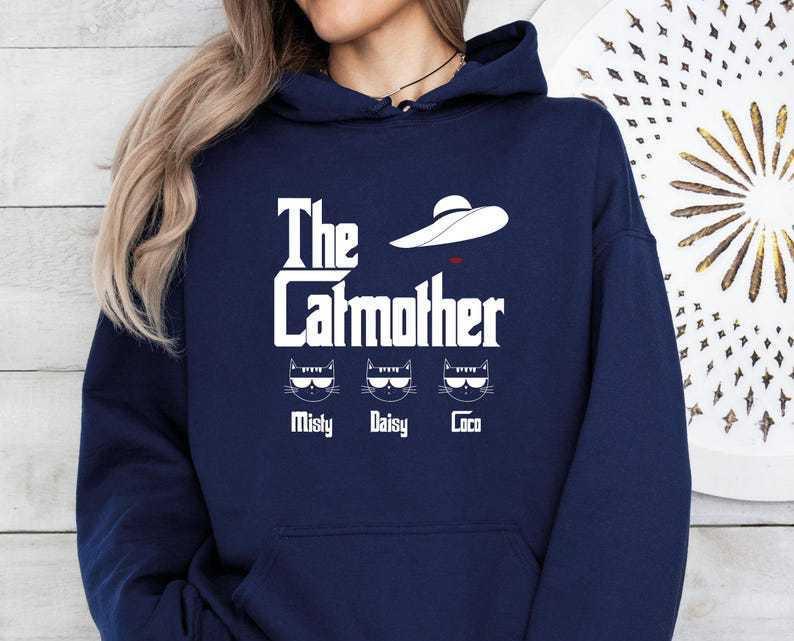 Cat Mom Pattern Hooded Sweatshirt - Women's Trendy Autumn/Winter Long Sleeve Top