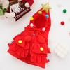 Christmas Pet Outfit Red/Green Pet Cloak with Star And Pom Poms Puppy