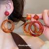 Autumn/Winter Retro Geometric Silver Needle Drop Earrings – High-End Fashion