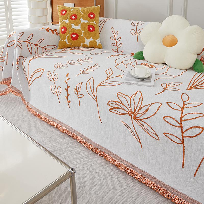 Black and White Chenille Sofa Cover Cloth Universal Sofa Cover All-Inclusive Dustproof Four Seasons Universal Cartoon Cute Sofa Cover Towel