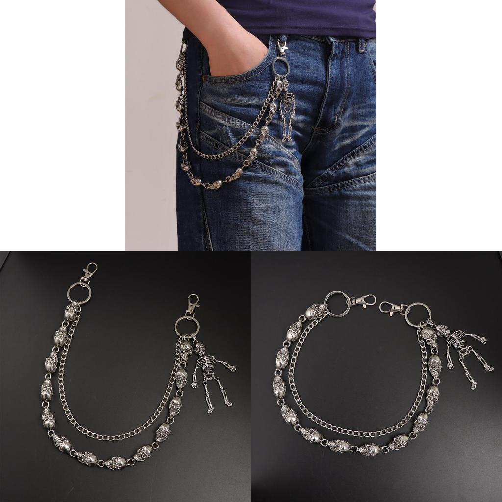 Hip Hop Skull Waist Chain Metal Necklace For Men Women Streetwear Fashion Accessory