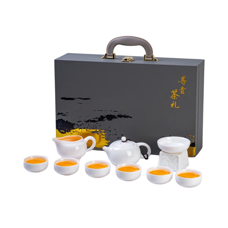 High-Grade White Porcelain Xishi Tea Set with Mutton-Fat Jade Design