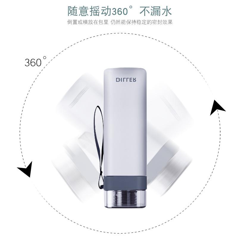 Water bottle Fitness hydration Sports water cup Student portable portable portable cup Simple square cup with graduated plastic cup Kettle