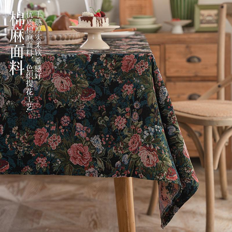 Retro Oil Painting Tablecloth Round Table Square Table High-End Floral Decorative Cover Cloth Light Luxury Multi-Purpose Cover Cloth