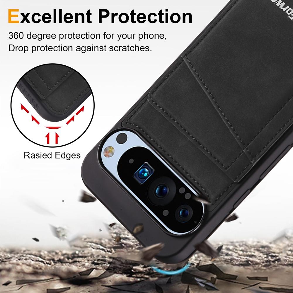 Leather Case For Google Pixel 8 8pro 8A 9 9pro 9A 10 10pro Pro XL Pixel10 Case Card Slots Cards Holder Kickstand Phone Case