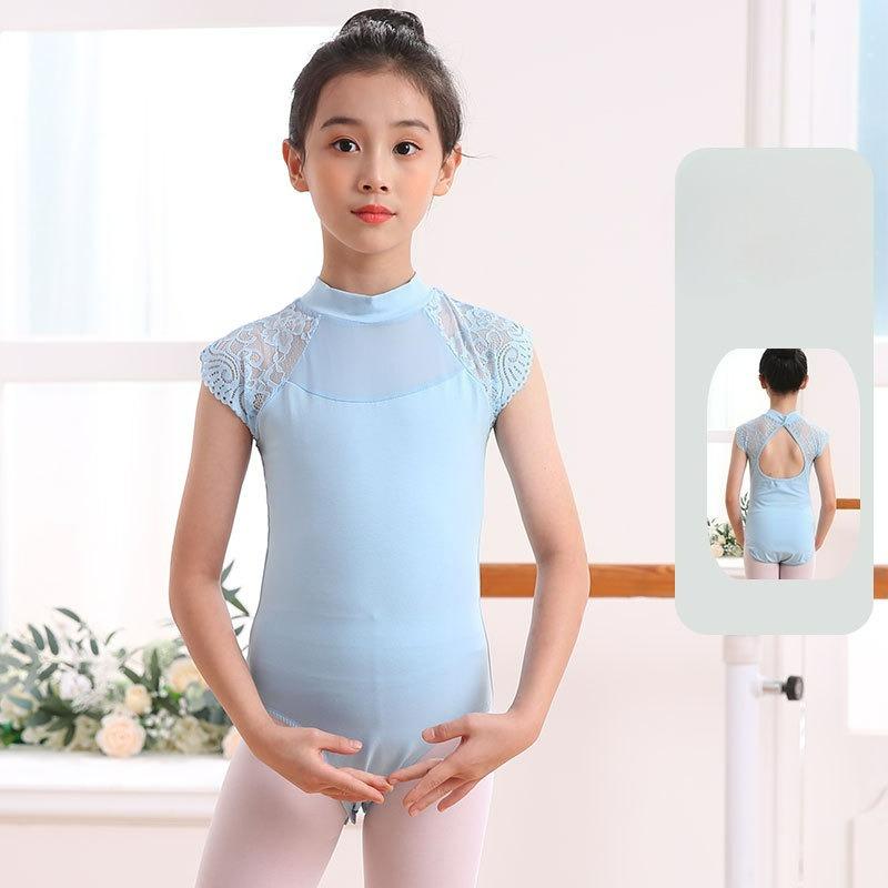 Children's Lace Short-sleeved Summer Round Neck Dance Clothes Cotton Body Clothes Body Clothes Practice Clothes