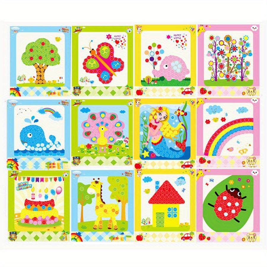 5/10pcs Button Mosaic Art Painting Kit DIY Cartoon Design Sticker Crafts Home Decorative Painting Back to School Gift Reward JXB