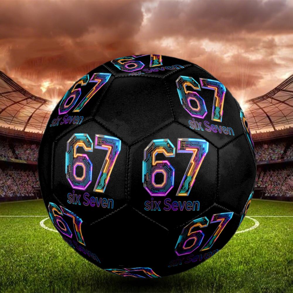 Six and Seventeen Indoor Soccer Ball Colorful Machine Stitched PVC Size 5 Team Training Competition Ready Durable High-Bounce Cool Sports Gift