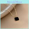 Unique Women's Necklace With Black Square Pendant Minimalist Geometric Alloy Collar Chain