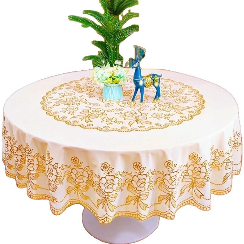 European Style High-Grade Waterproof PVC Tablecloth – Round, Stain-Resistant, Wash-Free, Anti-Scald – For Round Tables