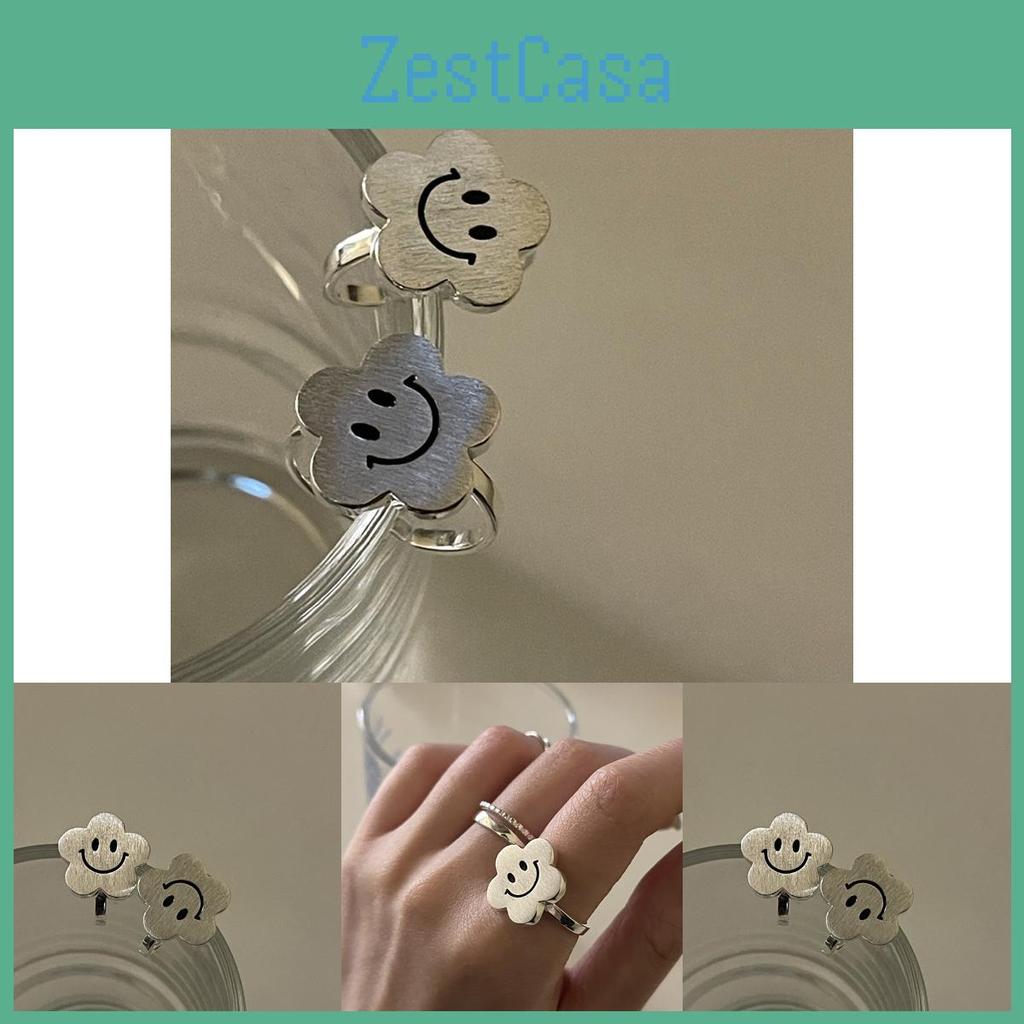 Chic Korean Inspired Floral Smiley Sunflower Ring For Women's Fashion Statement