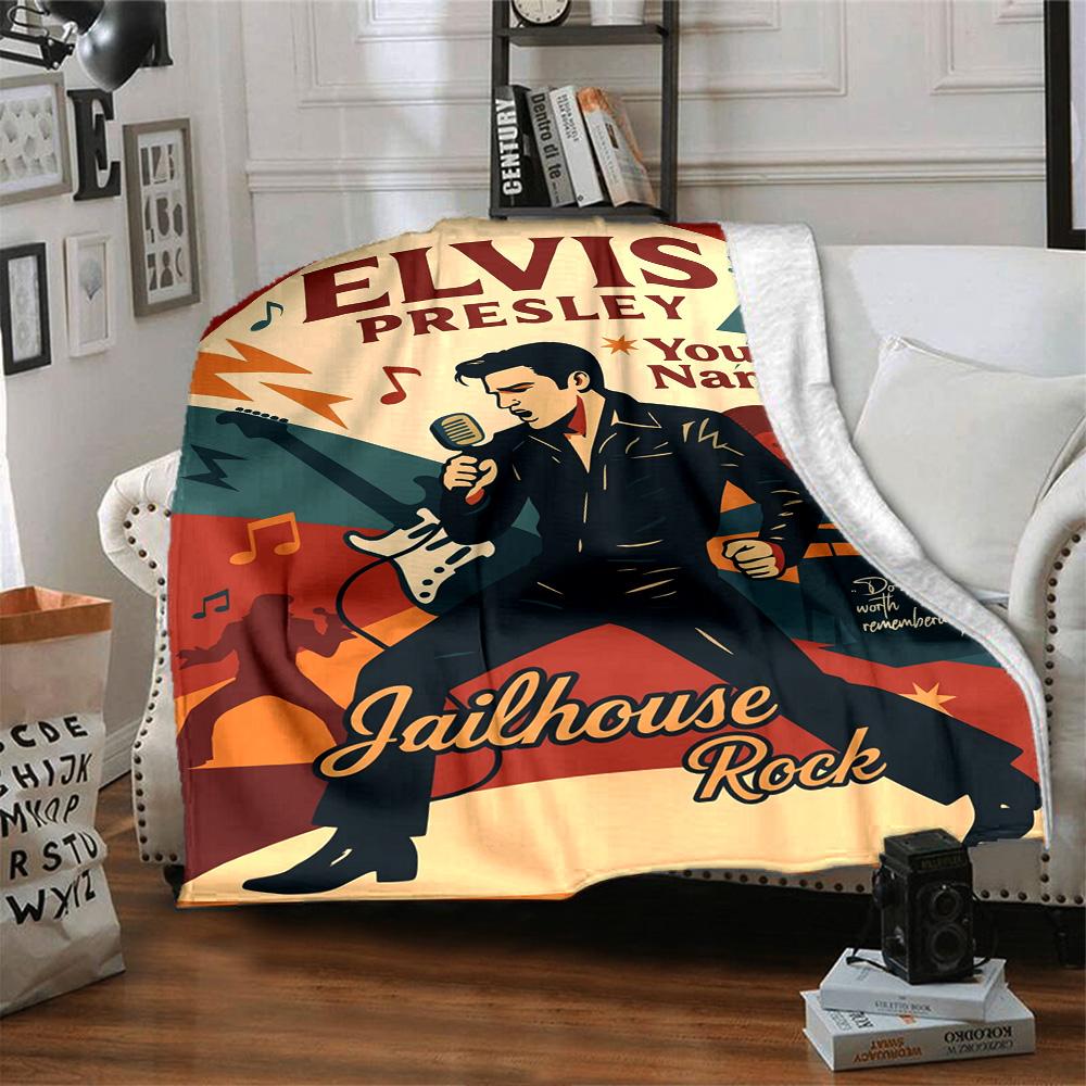 Elvis Presley Personalisierte Decke Überwurf Personalisierte Decke Langlebiger Komfort für Picknicks Wohnzimmer Sofa Nickerchen Vier Jahreszeiten Vielseitig