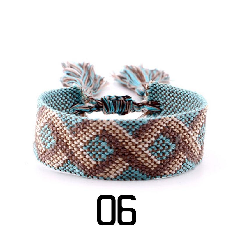 Women Fashion Jewelry Gift Colorful Decorative Pattern Embroidered Handmade Woven Bracelet Bohemian