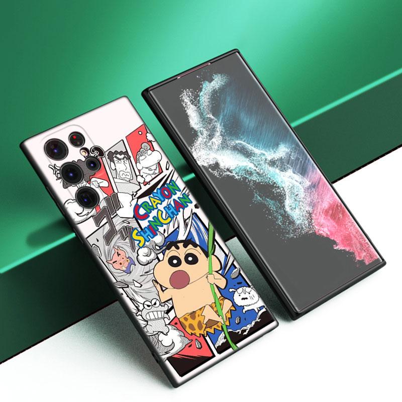 

Чехол для телефона из мультфильма C-Crayon Shinchan Black Silicone для Samsung Galaxy S23 S21 S20 FE S24 S22 Ultra S10E S10 S9 S8 Plus Samsung S20 Ultra