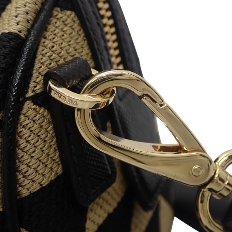 PRADA  1BB846 2WAY bag black/beige polyester/Safiano Women