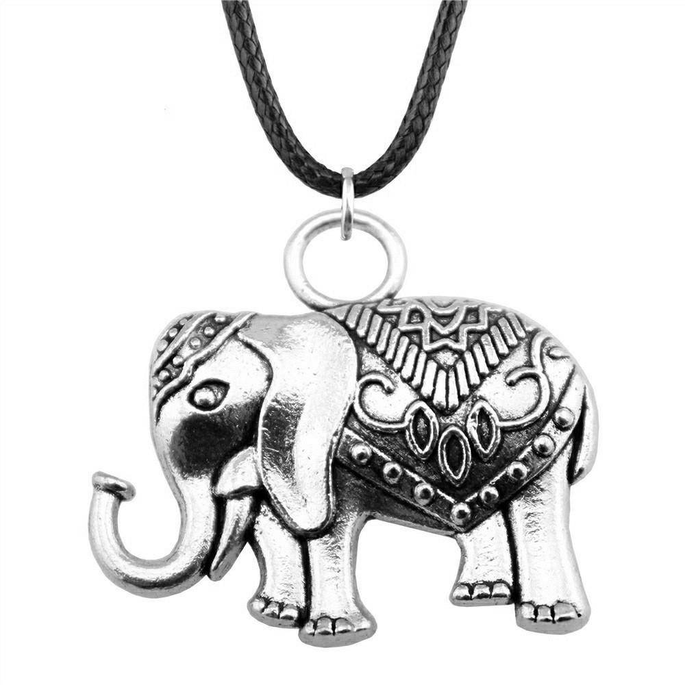 Running Horse Pendant Elephant Necklace Equestrian Western Jewelry With 45cm Leather Chain
