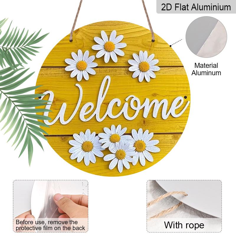 2D Flat 1pc Aluminum Decorative Daisy-Style Wall Hanging 7.87 inches × 7.87 inches Ideal for gardens, farmhouses, streets, shops, bars, cafes, family