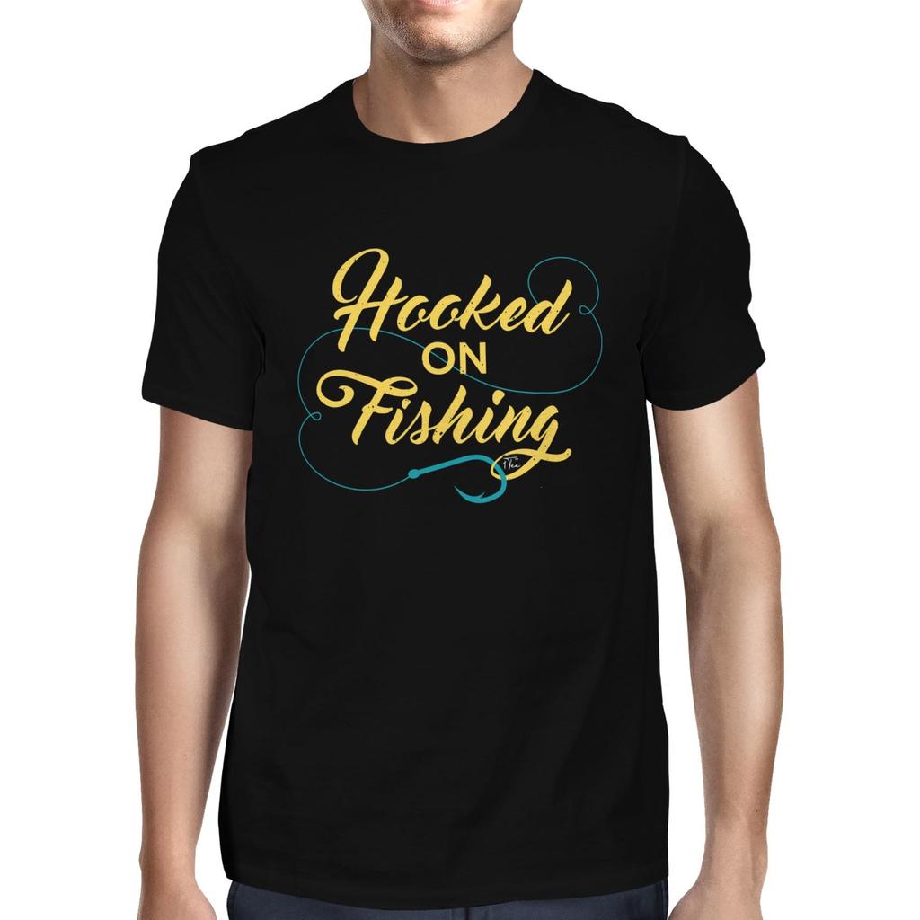 1Tee Mens Hooked on Fishing Hook T-Shirt
