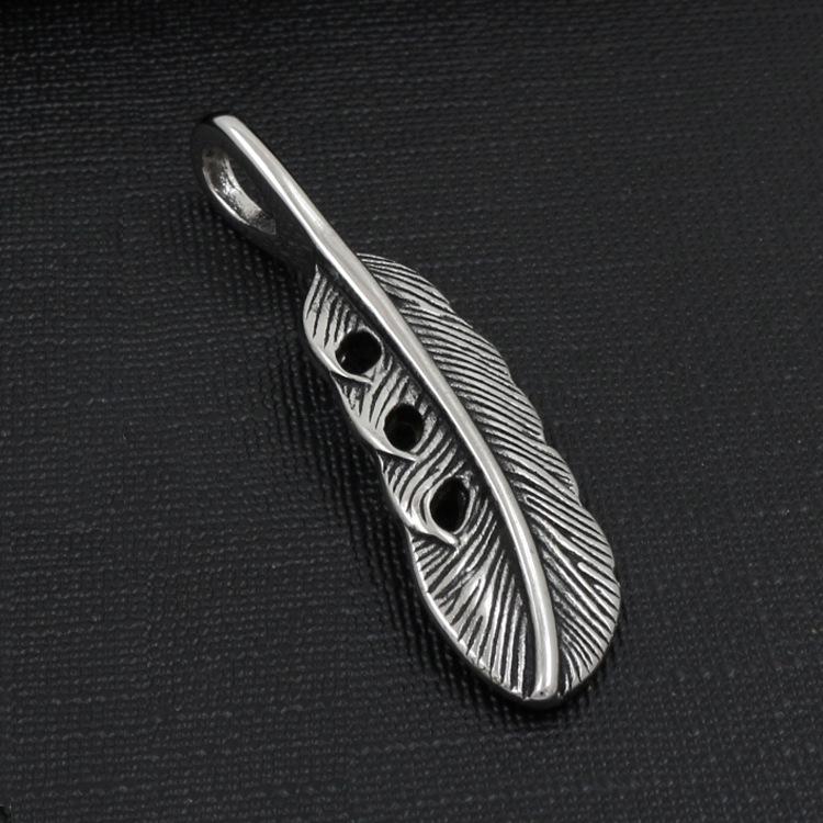European Unisex Creative Feather Pendant Necklace - Stainless Steel  Titanium