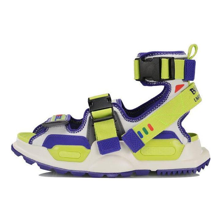 Li Ning Toy Story X Reignite Velcro Simple Casual Beach Sandals Men Sandals White Green AGBP049-3