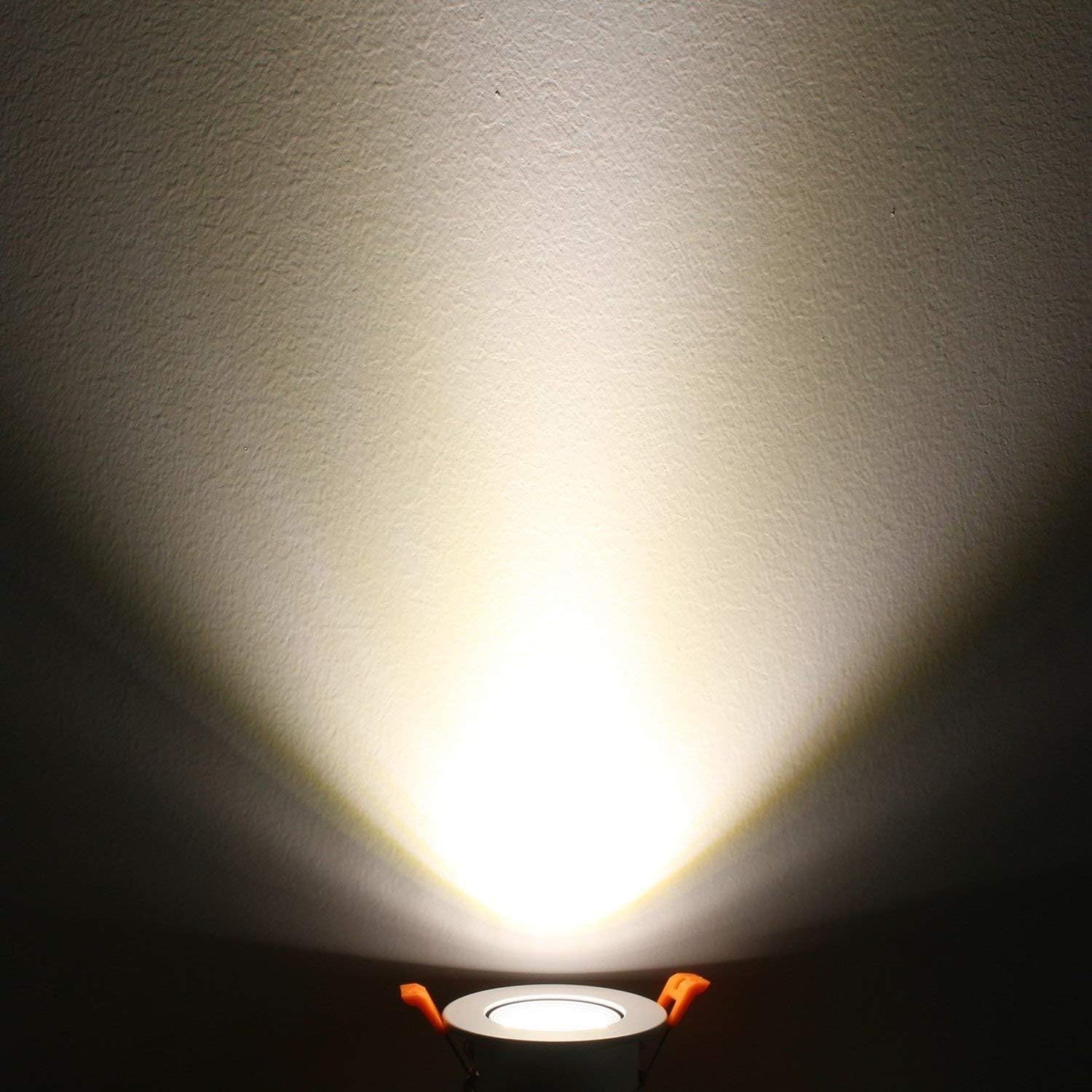 

LightingWill 2inch LED Dimmable Downlight, 3W COB Recessed Ceiling Light, Natural White 4000K-4500K, CRI80, 25W 220LM Halogen Bulbs Equivalent, White