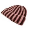 Color Blocked Ribbed Knit Cap Thick Warm Hat Brimless Striped Beanie Hat  Outdoor