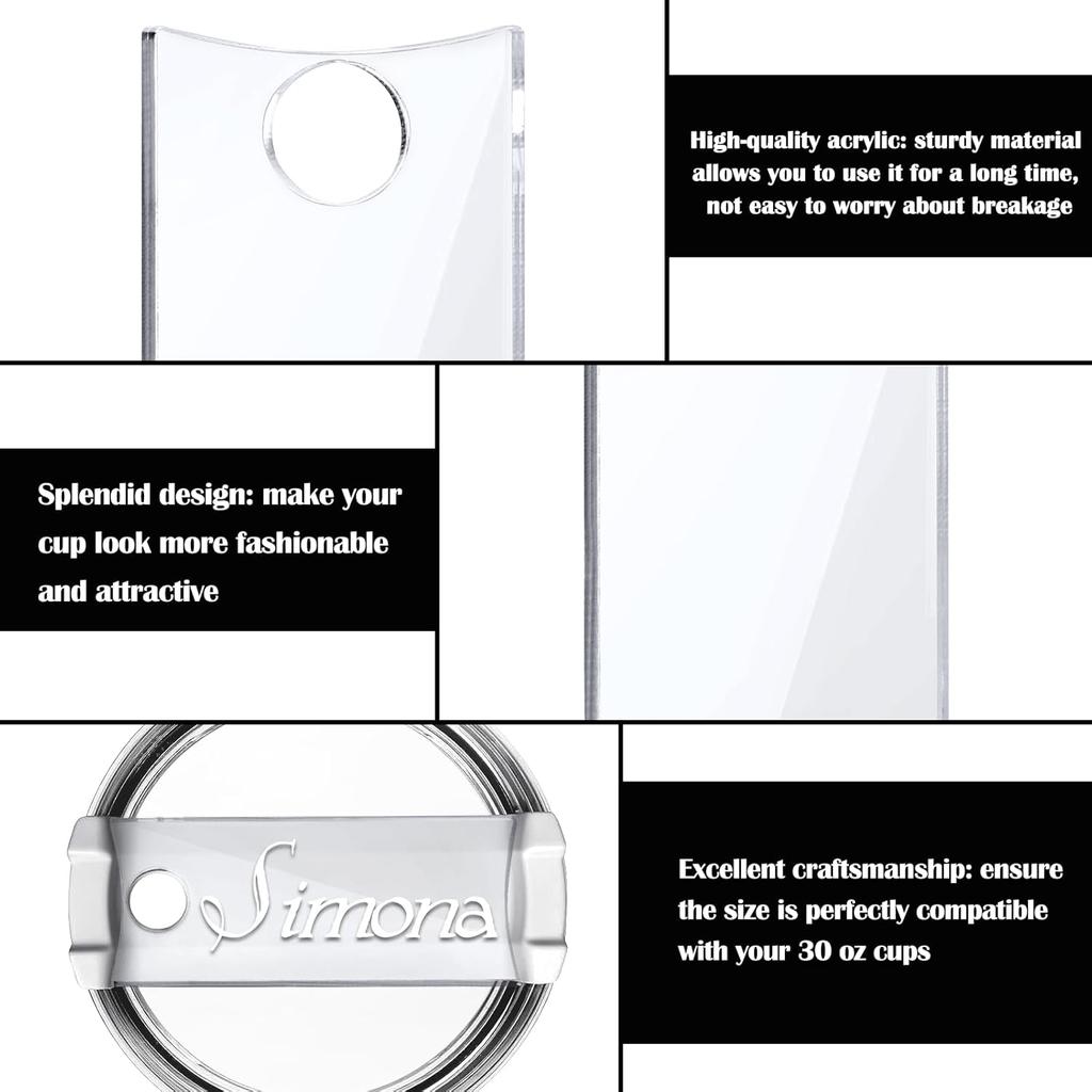 Name Plate for 30 Oz Stanley Cups,12 PCS Acrylic Nameplate Personalized Name Tag Blank Compatible with Stanley Tumbler Topper Lid Accessories