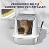 Large Stainless Steel Litter Box, Enclosed Metal Cat Litter Tray with Scoop, Deodoriser Bag, Front-Entry and Top-Exit