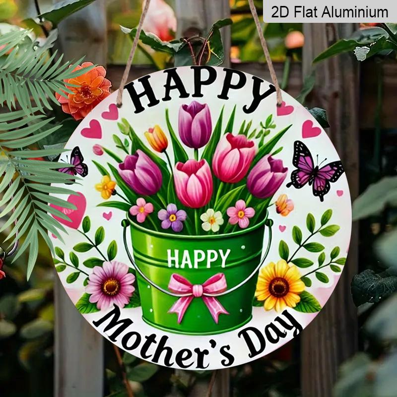 

2D Flat Aluminum Wall Art with Floral and Butterfly Motifs Mother s Day 7.87 Inches X 7.87 Inches Gift for Mom Suitable for Homes, Studios, Cafes 1pc