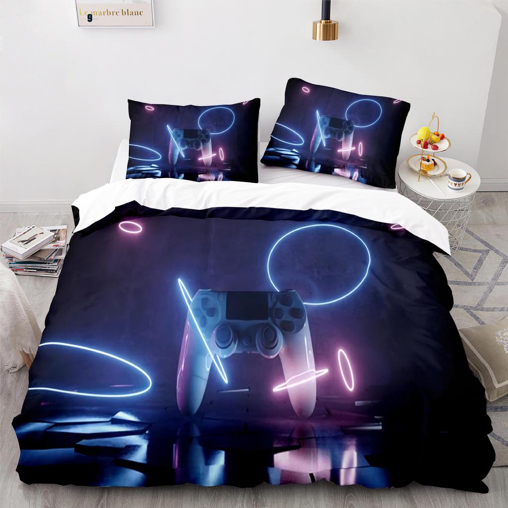 Gamer Bettbezug Doppelbettgröße Teenager Gaming Bettwäsche-Set für Kinder Jungen Mädchen Videospiele Bettdeckenbezug Gamepad Polyester Steppdeckenbezug