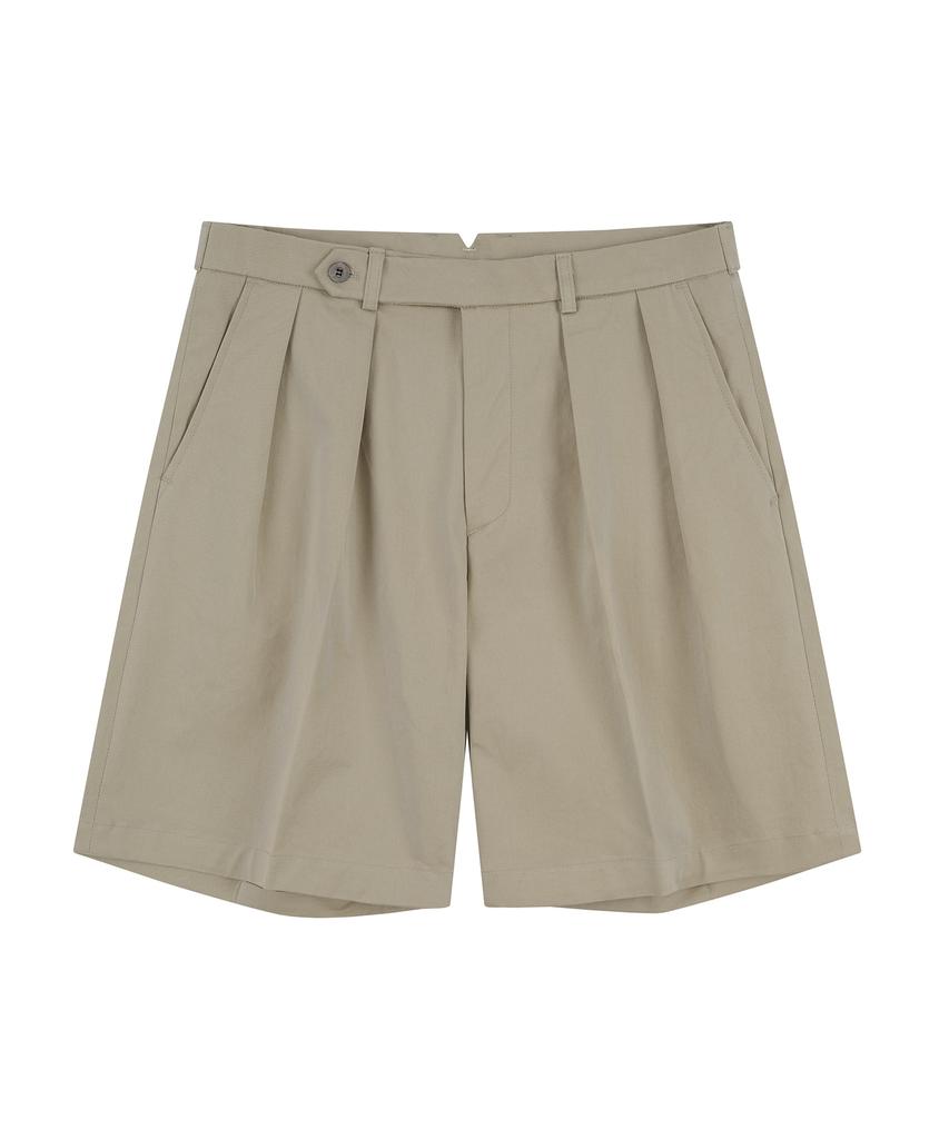 BELLIEF Essential Cotton 2-Pleated Chino Shorts (Beige)