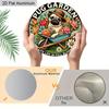 2D Flat 1pc Humorous Garden “PUG GARDEN” Aluminum Sign Round Decorative Hanging Ornament, Home Kitchen Garden Balcony Fence Decor, Gardening Studio