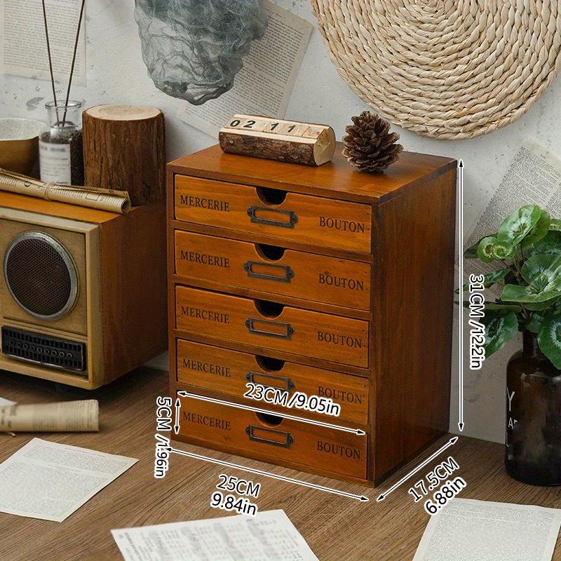 1pc 3/4/5 Drawers Retro Cosmetics&office Supplies Desk Storage box,Suitable for Dressing Table,school,office,dormitory Items Organization.