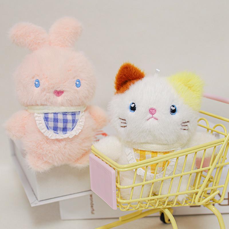 Cartoon Chicken Elephant Rabbit Cat Bear Mouse Plush Pendant Soft Animal Stuffed Toys Doll Lovely Key Chain Backpack Decor Gift