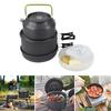 15Pcs Hard Anodized Camping Cookware Set for 4-5 People, Portable Outdoor Combo Kit with Pot, Frying Pan, 1.2L Kettle & Tableware, Black Handles