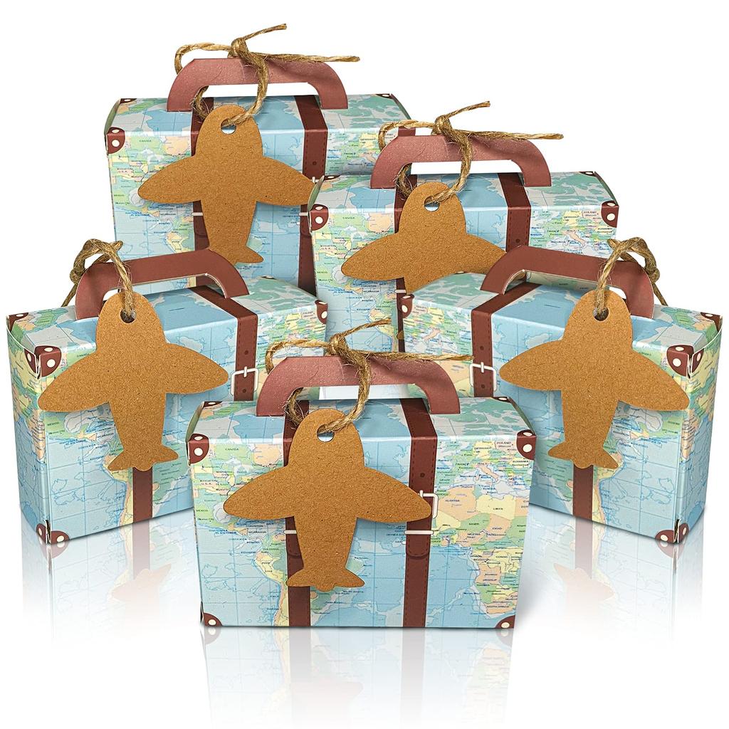 20/30/50PCS Mini Suitcase Party Favor Box with Tags Travel Party Decorations Bridal Shower Wedding Favors For Guests Candy Boxes