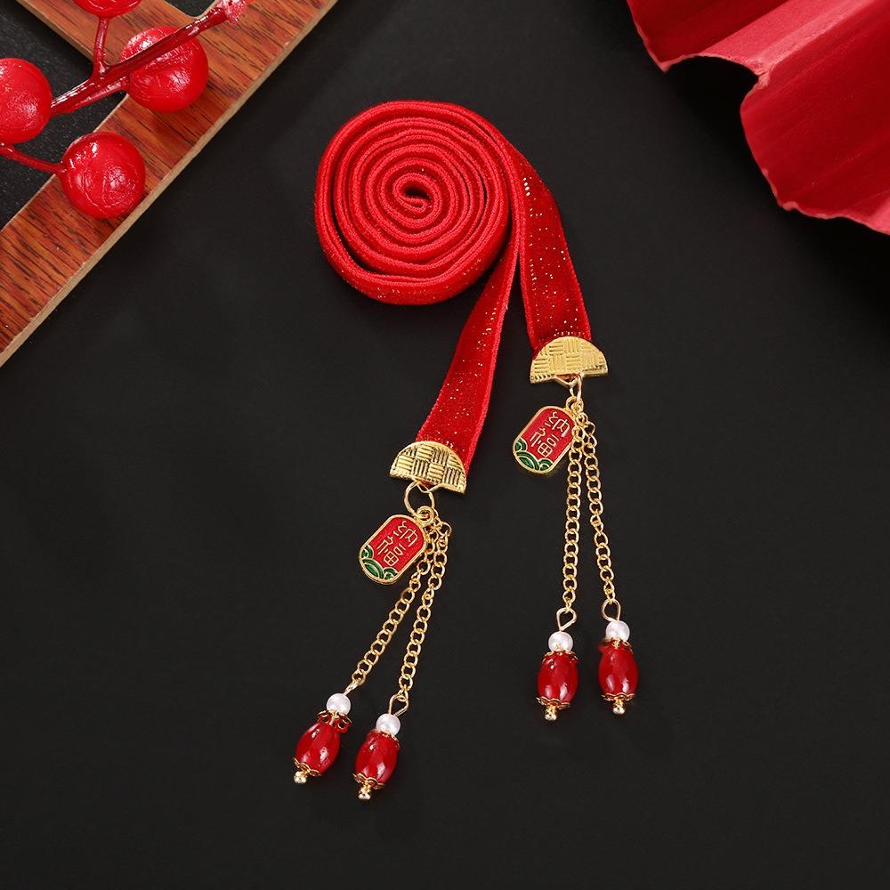 Tassel New Year Hair Rope Butterfly Chinese Long Hairband Sweet Girls Ribbon Head Rope  Festival