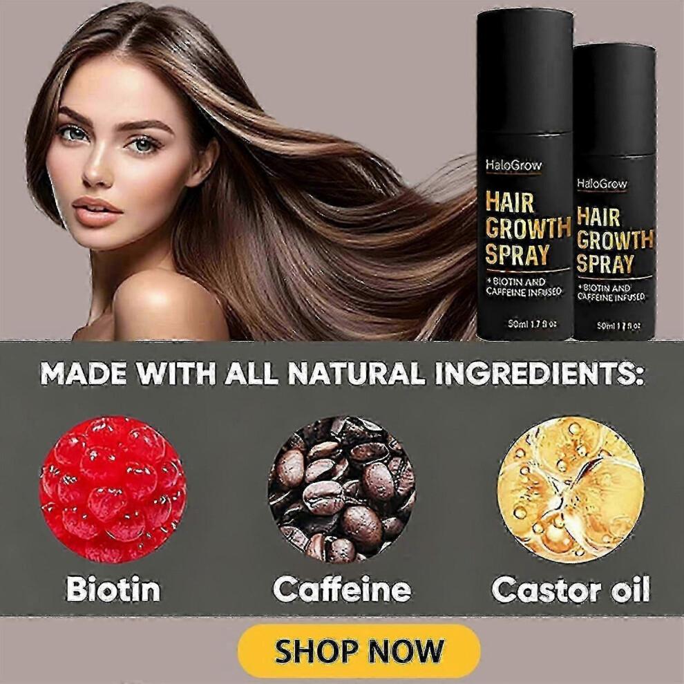 (1PCS) 1-3X HaloGrow Hair Growth Spray with Biotin & Caffeine - Fast-Acting Hair Regrowth Treatment for Thinning Hair In Men & Women