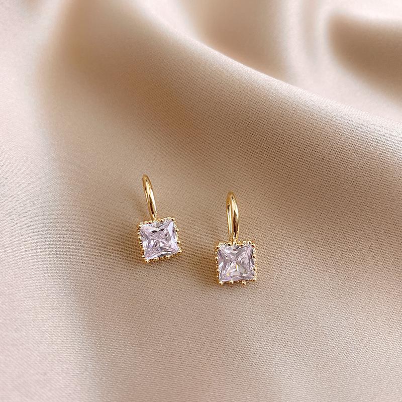 Elegant Zirconia Square Earrings - Trendy Sugar Stud Jewelry
