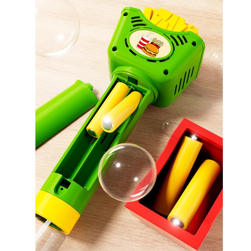French Fries Automatic Handheld Bubble Gun Children Bubble Machine Outdoor Light Electric Bubble Stick