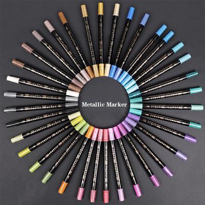 Rotuladores permanentes metálicos resistentes al agua de 12, 24 y 36 colores, punta extrafina y punteada para pintar sobre rocas, piedra, cerámica, vidrio, madera y metal